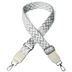 バッグストラップ モノトーン ショルダーベルト 付け替え 幾何学模様 単品 白