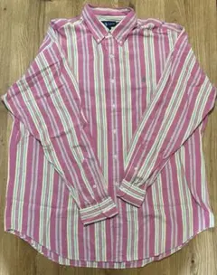 ラルフローレン　XL ピンクストライプ ボタンダウン長袖シャツ