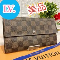！美品！ ルイヴィトン ポルトフォイユ サラ ダミエ 二つ折り 長財布 エベヌ