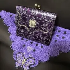 超美品ANNA SUI 三つ折り財布 パープル　がま口財布　人気のサムネイル