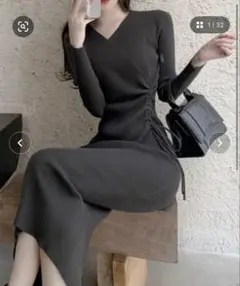 Miniministore カシュクール リブニットワンピース 秋冬