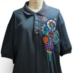 激レア90s santa fe 豪華肉厚刺繍 ポロシャツ クレイジーボタンのサムネイル