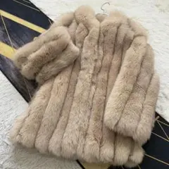肉厚◎/総丈85 希少カラー ブルーフォックス ファーコート 毛皮 L 青狐 