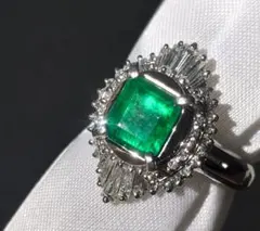 プラチナ900大粒ハートエメラルド ダイヤ リング2.81ct - メルカリ