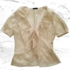 総レース ボレロ ベージュ フリル 半袖 結婚式 パーティー 羽織