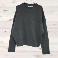 A1924 ZARA ニット セーター 長袖(M) グレー 無地 ウール 羊毛のサムネイル