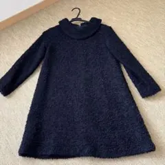ネイビー フリース ハイネック ワンピース