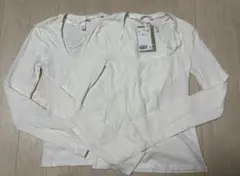 H&M ホワイト 長袖トップス XS 2枚セット シンプル 無