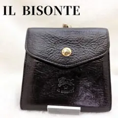 イルビゾンテ 折り財布 がま口 レザー ブラック エイジング ILBISONTE