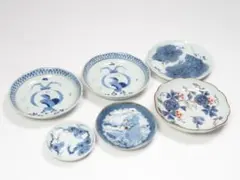 3480番　古美術＜値下げ交渉大歓迎＞染付　小皿　6枚セット　難有