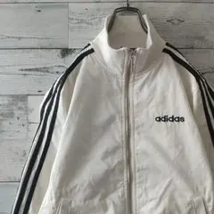 希少人気☆90s アディダス 刺繍ロゴ コットン ジャージ 白×黒