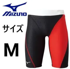 MIZUNO(ミズノ)　競泳練習用ハーフスパッツ　メンズ　黒×赤　サイズM