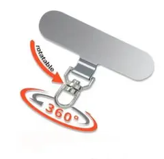 (新品)超薄型 ステンレス製 スマホストラップホルダー シルバー 360°回転式