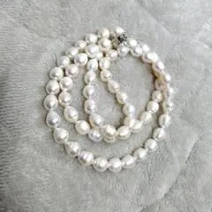 白蝶真珠 ネックレス パール 大珠 ロング Silver刻印