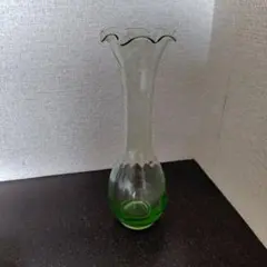 ガラス製 花瓶 フラワーベース グリーン