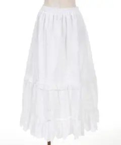 axes femme コットンフレアロングスカート ホワイト