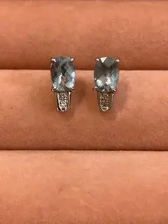 K18 WG アクアマリン‪✕‬ダイヤモンド ピアス