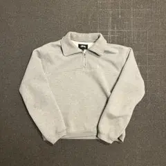 Stussy グレー ハーフジップ 短丈スウェット