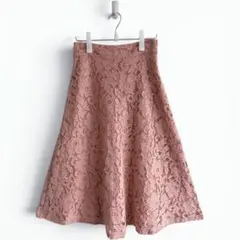 ZARA ザラ レースフレアスカート ピンク Aライン ロング丈
