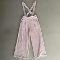 ストラップ付きコーデュロイワイドパンツ 140サイズ 薄いピンク