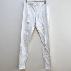 ジョーズジーンズ スキニーパンツ 裾ジップ ダメージ M 白 リメイク素材のサムネイル