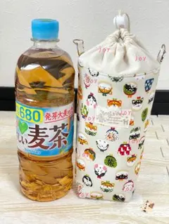 1087】クッキーフラワー ペットボトルカバー ハンドメイド 黒 花柄
