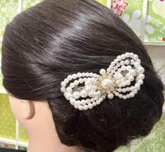 髪飾り　アクセサリー　パール　結婚式　パーティー　バレッタ