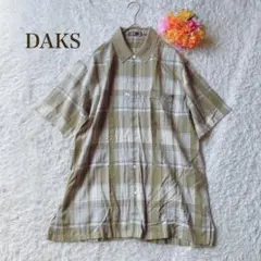DAKS ダックス　チェック柄 半袖シャツ ベージュ系　カジュアル