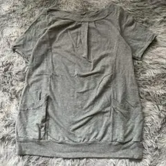 【美品✨】グレー 半袖チュニック ポケット付き (M) カジュアル 綿混