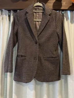 ブラウン 千鳥柄 テーラードジャケット