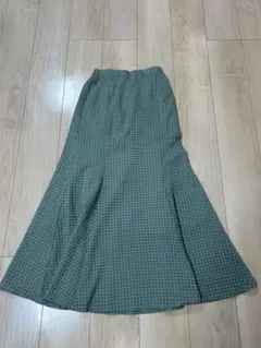グリーンチェック フレアロングスカート