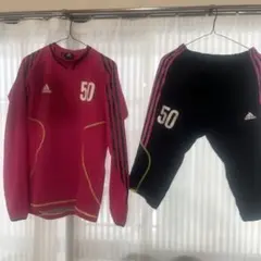 adidas F50 上下セットアップ ピンク×ブラック　Mサイズ　長袖×7部丈