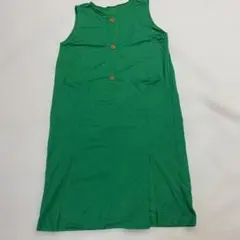 ZARA ノースリーブワンピース グリーン L 前ボタン ロング丈 ポケット付き