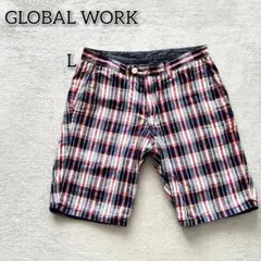 グローバルワーク 【L】 ハーフパンツ ボトムス チェック 総柄 カジュアル