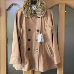 earth musicファー付きダブルブレストコート 新品タグ付き