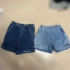 【2枚セット】女の子 デニムショートパンツ 140cm
