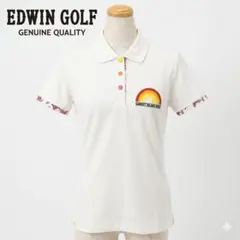 EDWIN GOLF ポロシャツ M ホワイト カラフルボタン レインボーロゴ