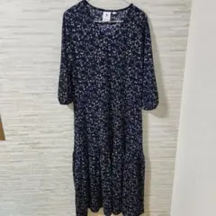 niko and ニコアンド カットジョーゼットワンピース 花柄 ロング