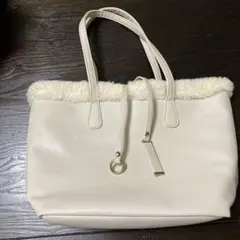 anysisファー付きホワイトトートバッグ