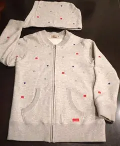 ミキハウス グレーフード付きパーカー（取外し可）