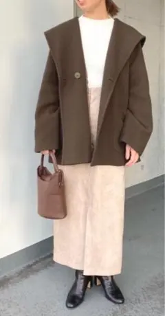 ビューティーアンドユース モッサフードショート丈コート【S】カーキ