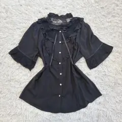 アクシーズファム y2k 姫ギャル 平成 ブラウス リボン レース フリル 黒のサムネイル