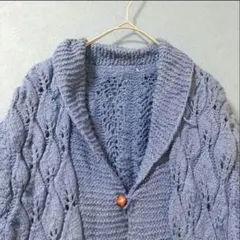 ブルー ケーブル編み ニットベスト