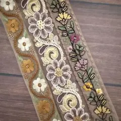 293.インド刺繍リボン 1m50cm×3本セット