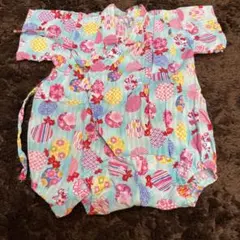 カラフル花柄 甚平 80サイズ