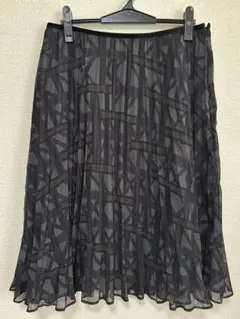 TRANS WORK大きいサイズ46幾何学模様プリーツスカート♭6989