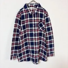 슈랄루 넬셔츠 레이디스 L 체크 무늬 네이비 화이트 레드