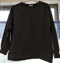 チャコール クルーネック 裏起毛トレーナー