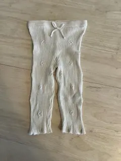 petit main リブ編みレギンス 80cm クリーム色