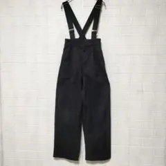 GU ジーユー (XS)　サスペンダー付きストレートパンツ　ブラック
